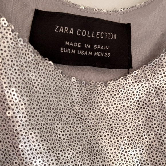 3/30$ Zara 2010s Silver Sequin Shift Dress Size M - Picture 2 of 4